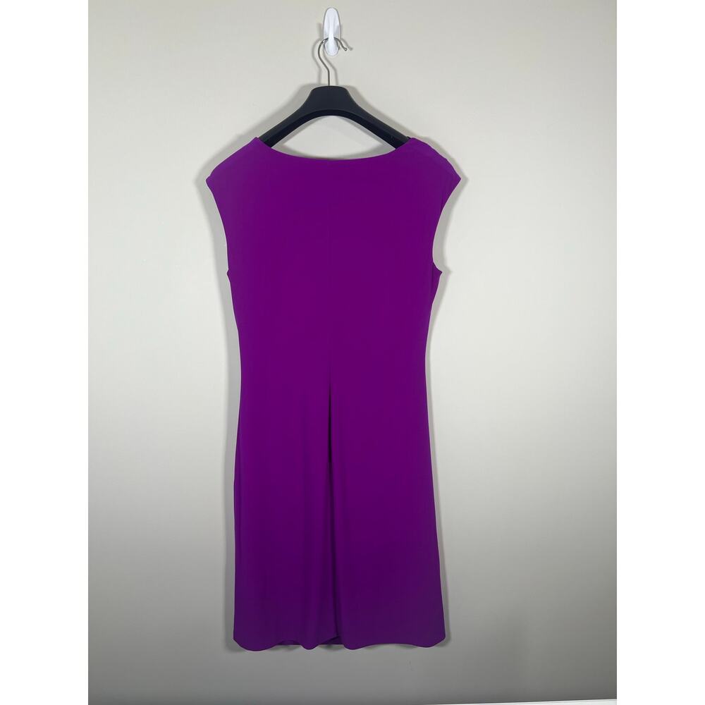 Ralph Lauren Jersey Cowl‎ Neck Dress Chic Body Skimming Waist Ruching 14 Purple - Picture 6 of 8